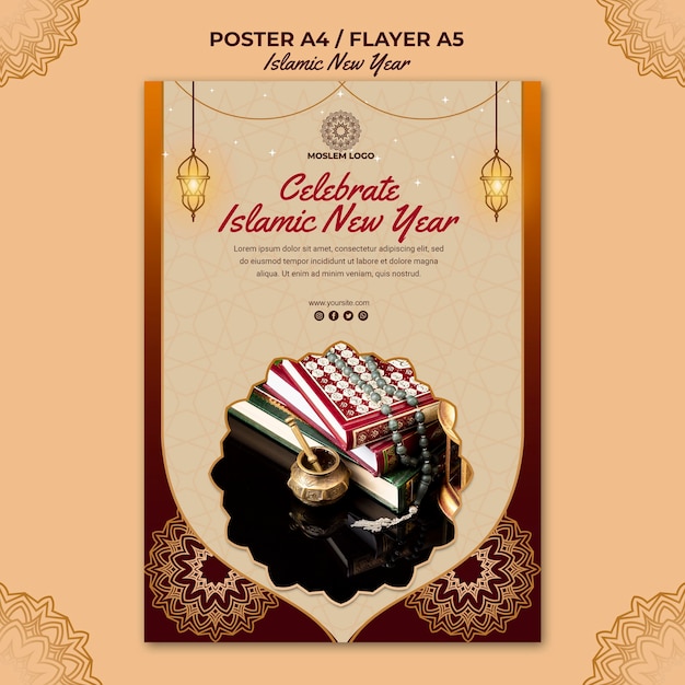 Free PSD islamic new year template poster