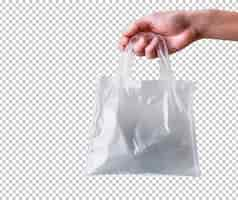 Free PSD isolate hand holding white plastic bag