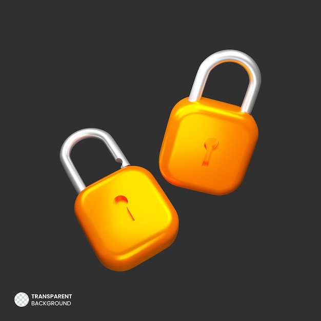 Free PSD isolated 3d metal padlock icon