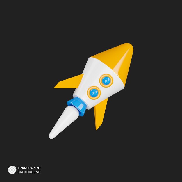 Isolated 3d space rocket with smoke Icon