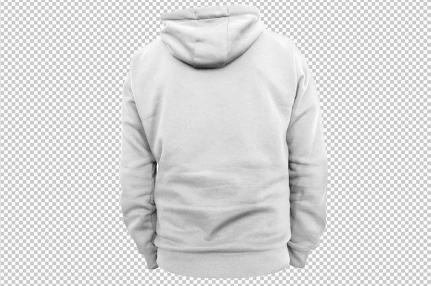 Free PSD isolated back white hoodie