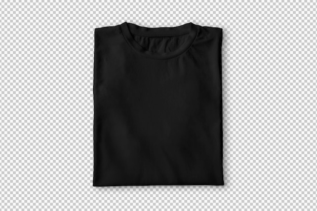 Free PSD isolated black folded t-shirt