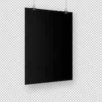 Free PSD isolated black poster with clips