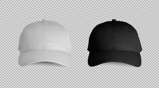 Free PSD isolated black and white front caps