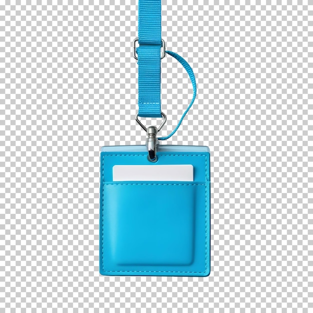 Free PSD isolated blue id leather card holder with lanyard