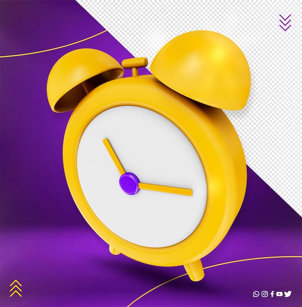 Isolated clock 3d illustration for compositions reminder icon