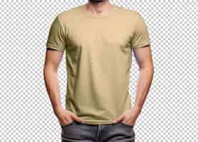 Free PSD isolated front model wearing tshirt