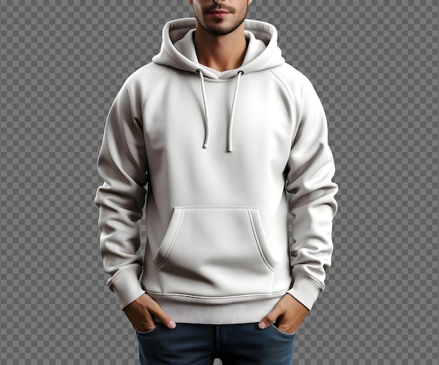 Free PSD isolated front model wearing white hoodie