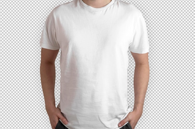 Free PSD isolated front model wearing white tshirt