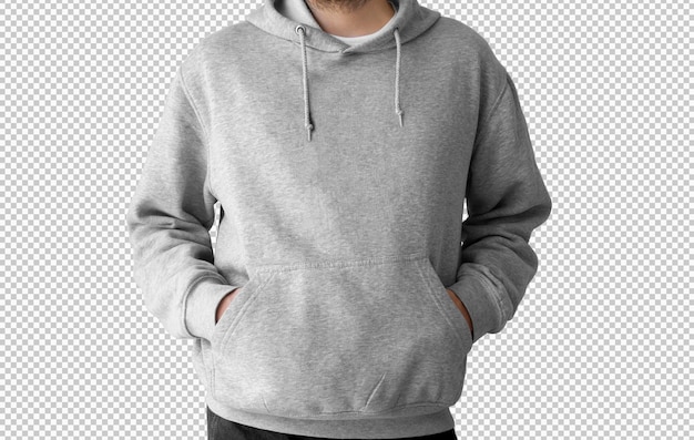 Free PSD isolated grey hoodie front