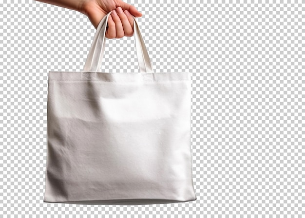 Isolated hand holding eco friendly tote bag