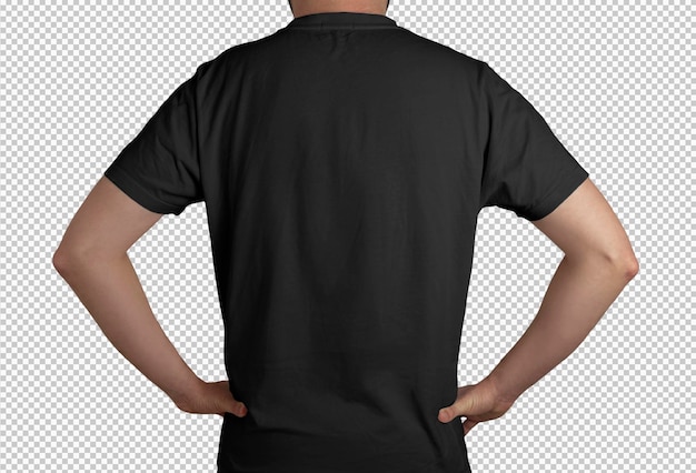 Isolated model with black tshit back view