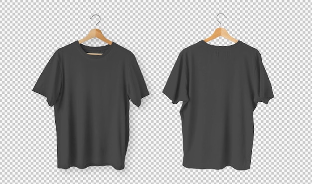 Изолированная пачка черных футболок, вид спереди
