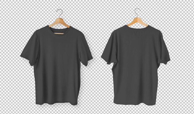 Isolated pack of black tshirts front view