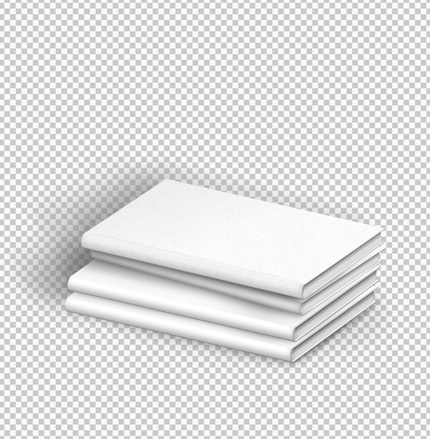 Isolated pack of four white books