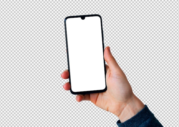 Isolated right hand with smartphone