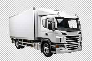 Free PSD isolated side view white box truck