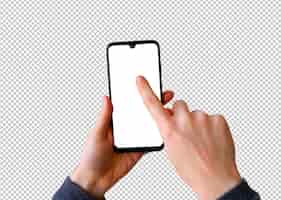 Free PSD isolated smartphone with finger