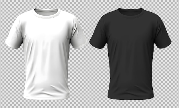 Изолированная белая и черная футболка, вид спереди