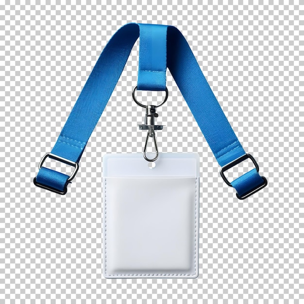 Isolated White Blank ID Card Holder with Blue Lanyard