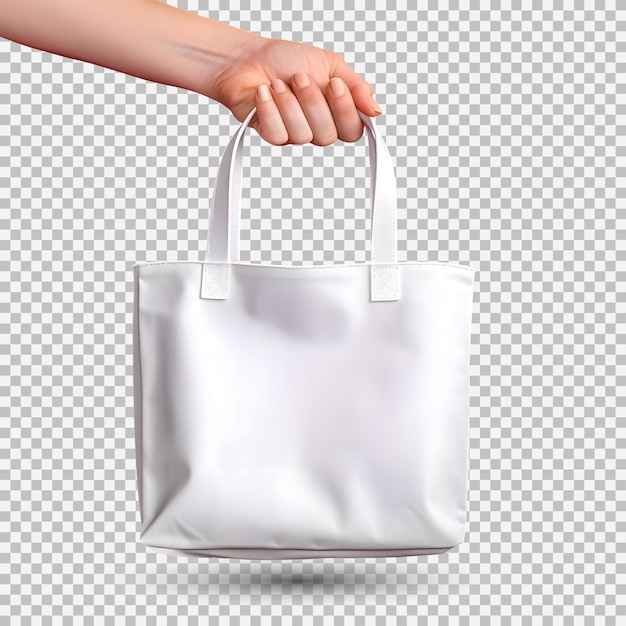 Free PSD isolated white holded tote bag