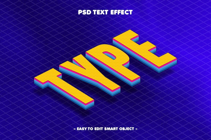 Бесплатный PSD изометрический трехмерный редактируемый текстовый эффект
