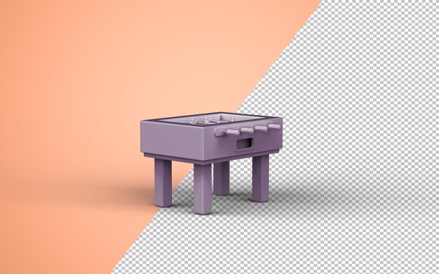 等角​投影​3​d​アイコン​、​フラットカラークリームルーム​の​紫色​の​サッカー​テーブル​、​単色​の​白​、​かわいい​おもちゃ​の​ような​家庭用​オブジェクト​、​3​d​レンダリング