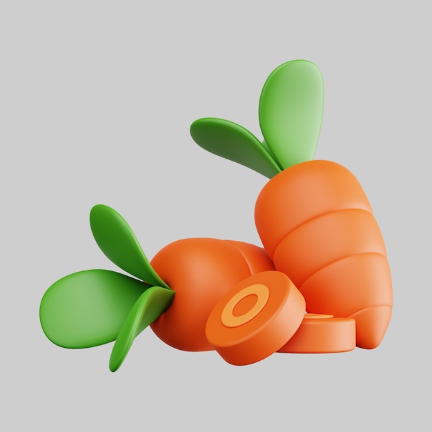 Free PSD isometric carrots 3d render illustrationxa