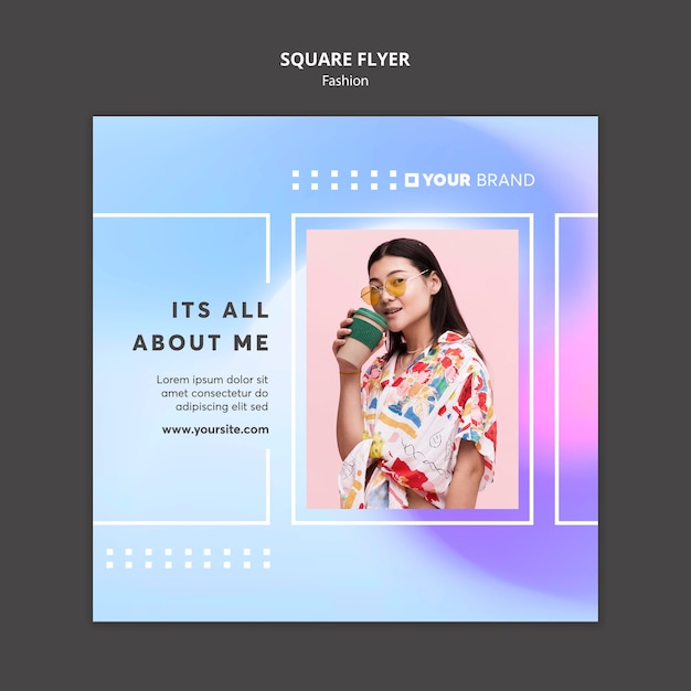 Free PSD it's all about me fashion square flyer template