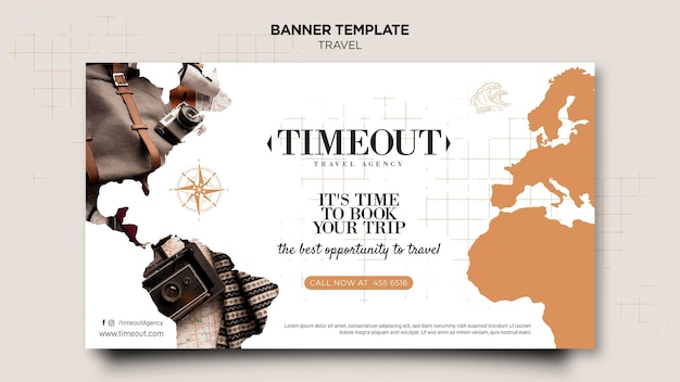 Free PSD it's time for your trip banner template