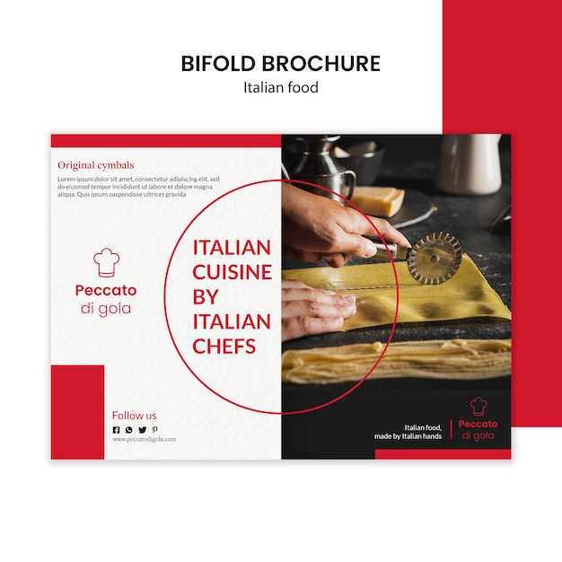 Free PSD italian cuisine bifold brochure