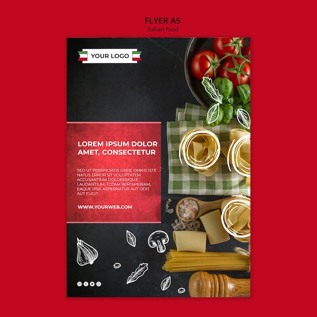 Italian cuisine flyer template design