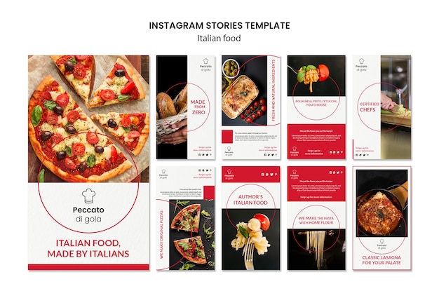 Бесплатный PSD Истории итальянской кухни в instagram