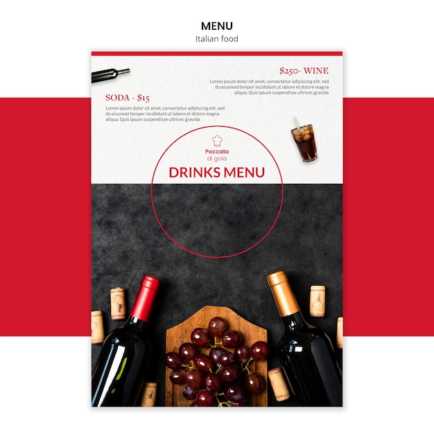 Italian cuisine menu template design