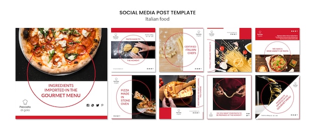 Бесплатный PSD Сообщения в социальных сетях итальянской кухни