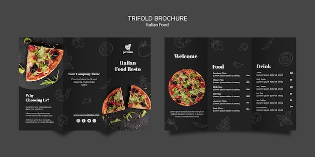 Italian food brochure card template design