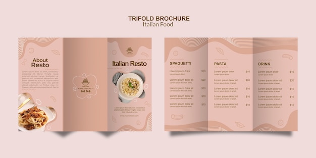 PSD gratuito concetto di modello di brochure cibo italiano