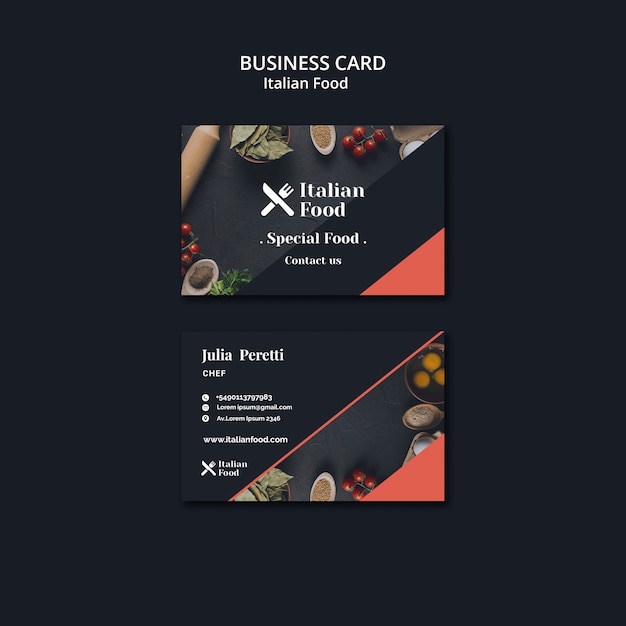 Free PSD italian food concept business card template