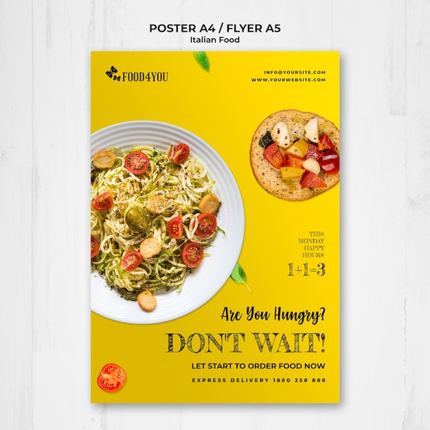 PSD gratuito modello di poster concetto di cibo italiano