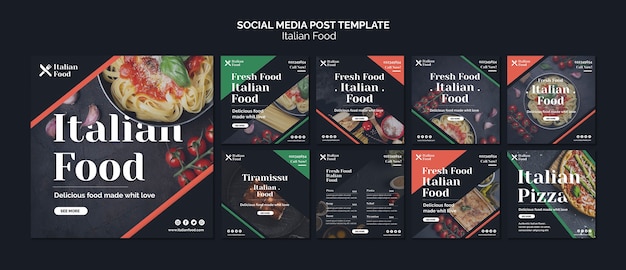 PSD gratuito modello italiano dell'alimento di media sociali di concetto dell'alimento