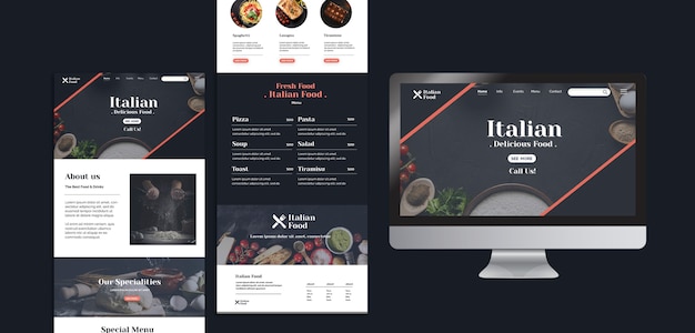 Free PSD italian food concept web template