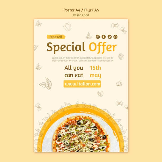 Free PSD italian food flyer design