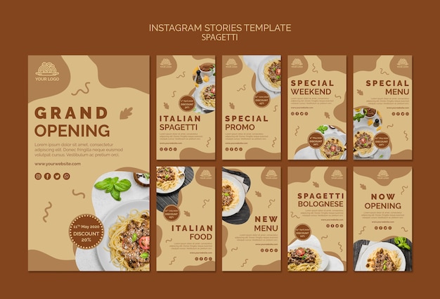 PSD gratuito modello di storie di instagram di cibo italiano