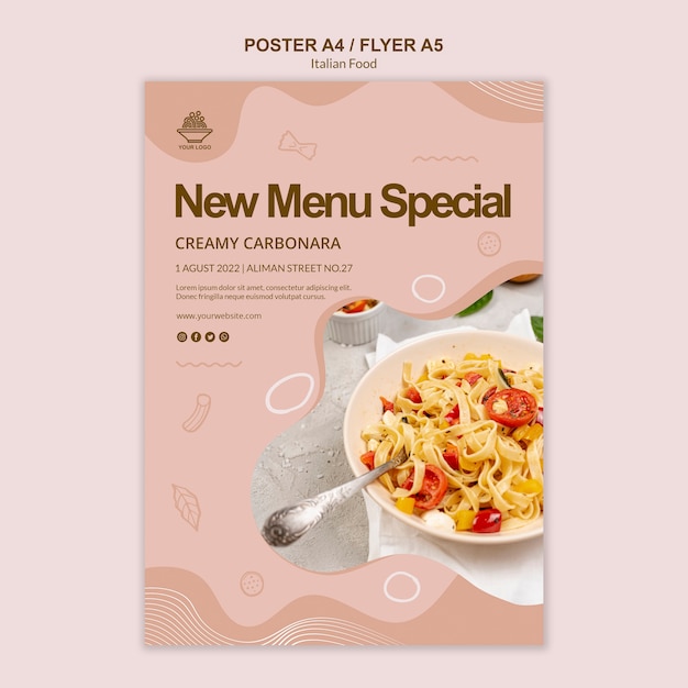 Italian food poster template concept