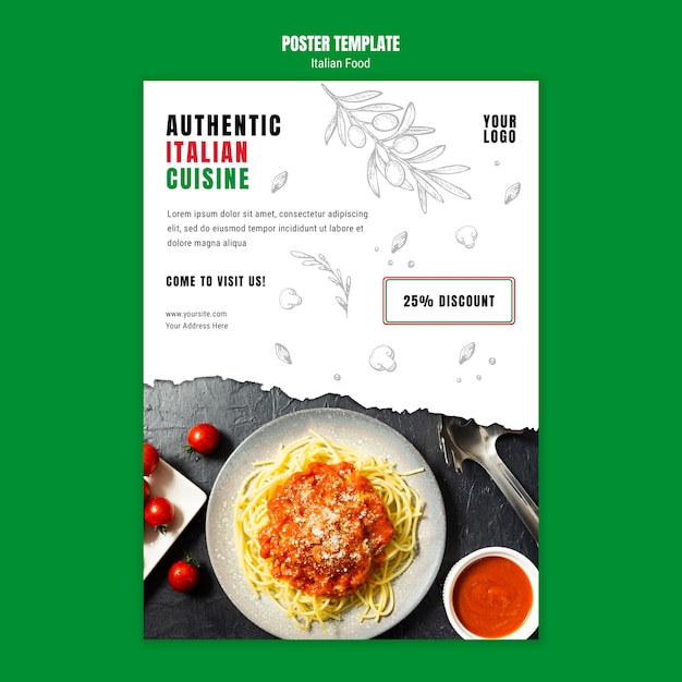 Italian food poster template