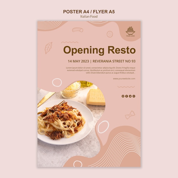 無料PSD イタリア料理ポスターテンプレート