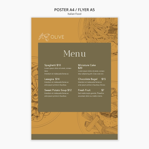 Free PSD italian food poster template