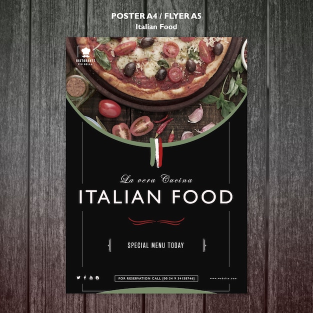 Бесплатный PSD Итальянская еда постер