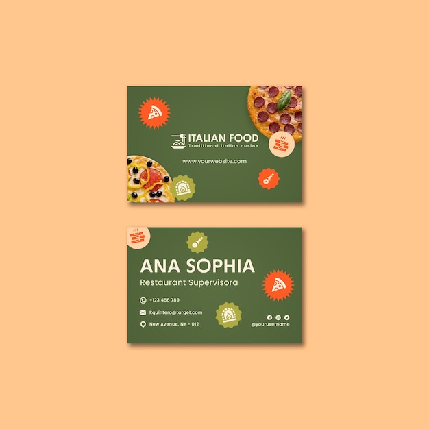 Free PSD italian food restaurant business card template