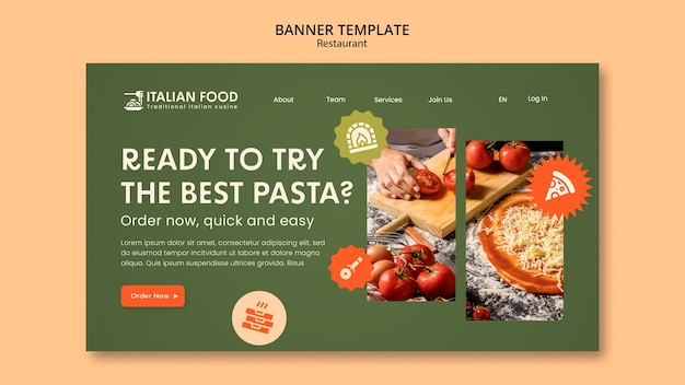 Free PSD italian food restaurant landing page template